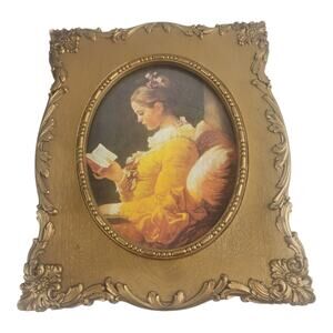 Vintage 82 HOMCO Reproduction Young Girl Ornate Gold Fram (14 x 12)